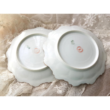STUNNING Pair of Limoges Plates by LR & L, Beautifully Decorated With Pink Yellow Roses, Powder Blue Border, Scalloped Edges , Gold Trim