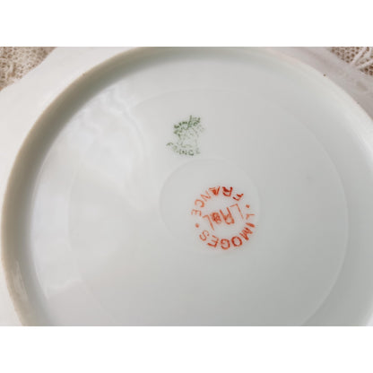 STUNNING Pair of Limoges Plates by LR & L, Beautifully Decorated With Pink Yellow Roses, Powder Blue Border, Scalloped Edges , Gold Trim