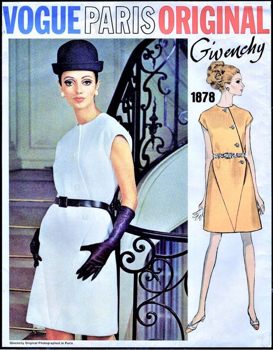 1960s FABULOUS Givenchy Designer Cocktail Party Dress Pattern VOGUE Paris Original 1878  Asymmetrical Dress, Day or Evening Dress, Bust 32 Vintage Sewing Pattern FACTORY FOLDED