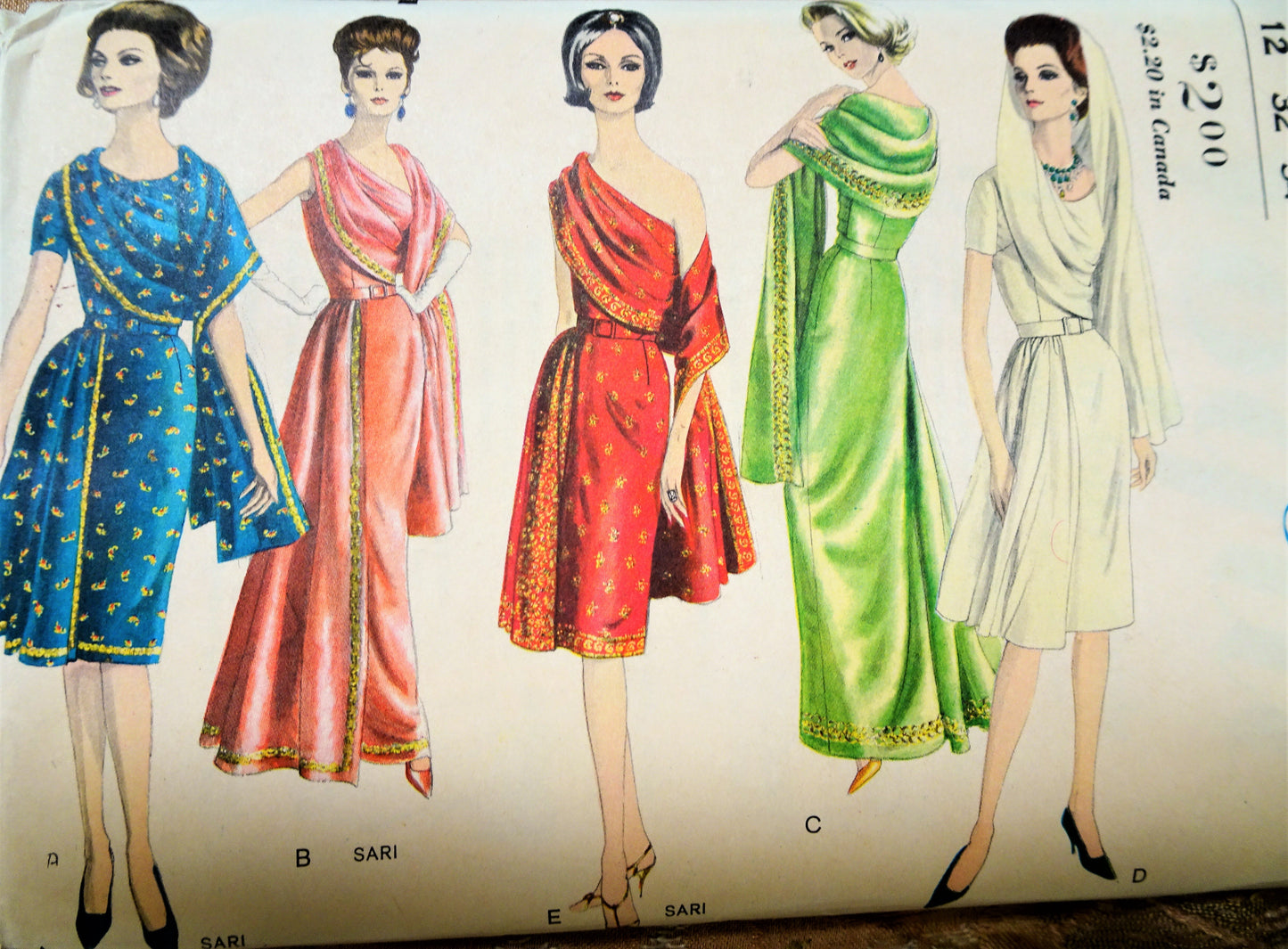 1960s STUNNING Slim Evening Gown Cocktail Dress Pattern VOGUE 5624 Eye Catching Style May Use Sari Fabrics Bust 32 Vintage Sewing Pattern FACTORY FOLDED