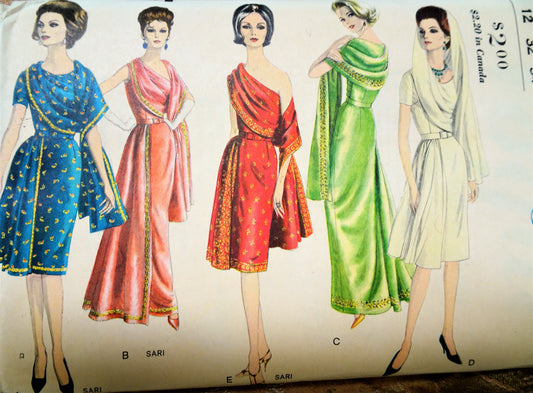 1960s STUNNING Slim Evening Gown Cocktail Dress Pattern VOGUE 5624 Eye Catching Style May Use Sari Fabrics Bust 32 Vintage Sewing Pattern FACTORY FOLDED