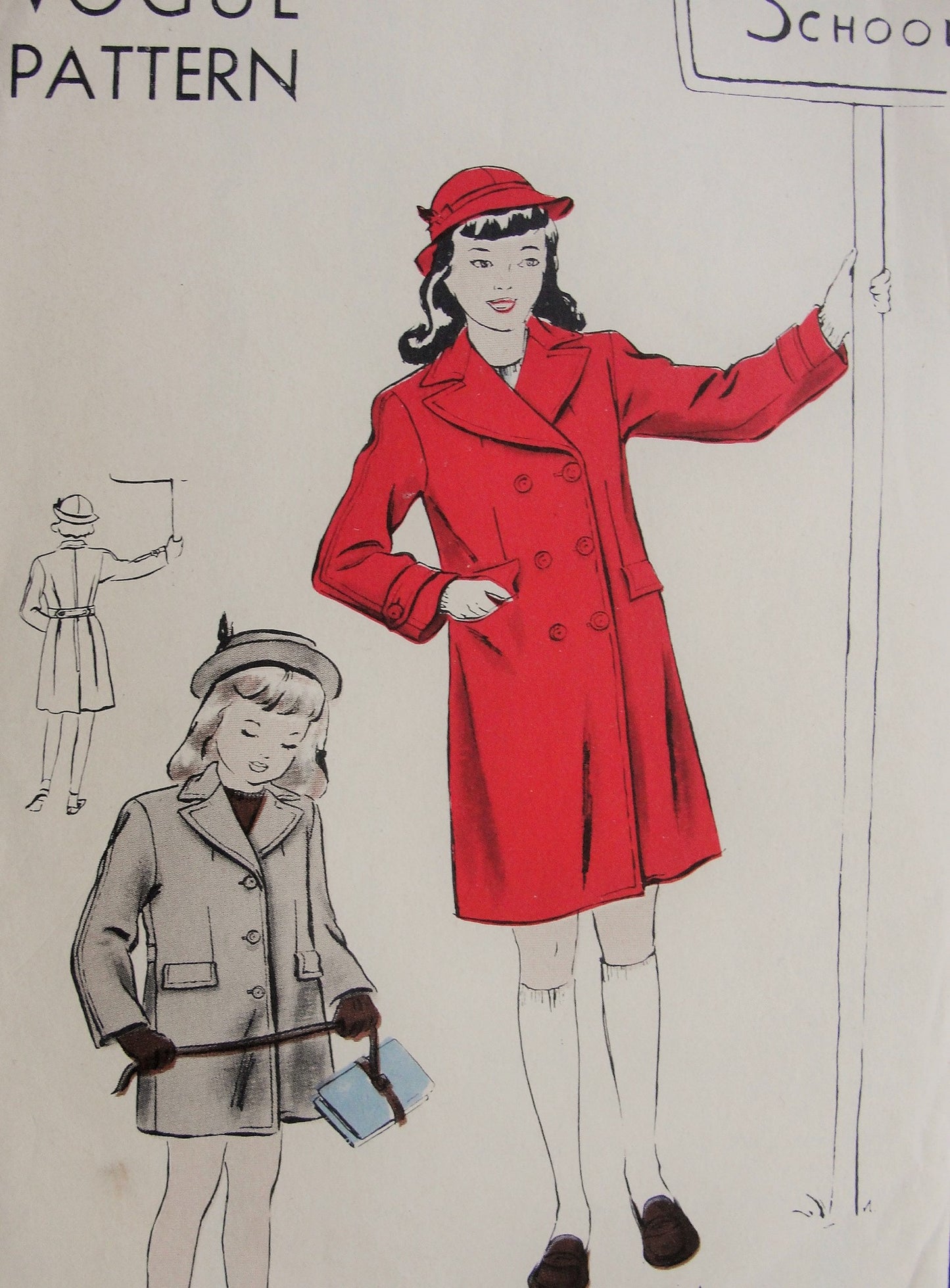 Vintage 1940s CLASSIC Childs Single or Double Breasted Coat Vogue Pattern 2340 Chest 24 Sewing Pattern