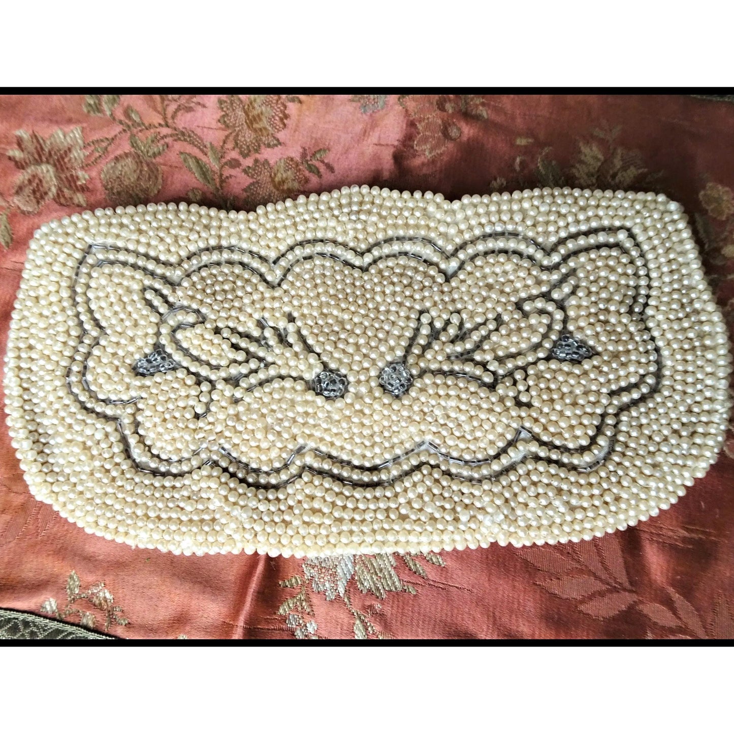 BEAUTIFUL 1920s-30s Art Deco Beaded Purse, Evening Bag,Pearl and Glass Beads, Collectible Antique Purses, Bridal Handbags