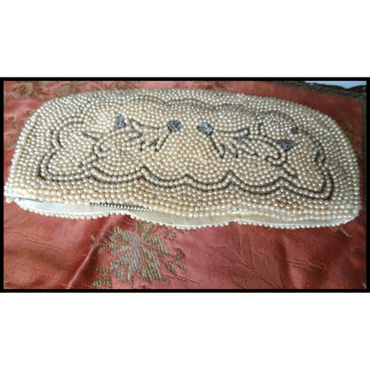 BEAUTIFUL 1920s-30s Art Deco Beaded Purse, Evening Bag,Pearl and Glass Beads, Collectible Antique Purses, Bridal Handbags