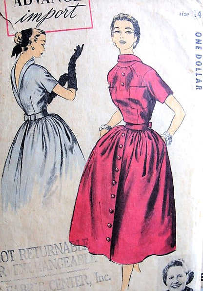 1950s DRAMATIC Couture Party Dress Pattern ADVANCE IMPORT 112 Madeleine de Rauch Designer Bust 32 Vintage Sewing Pattern