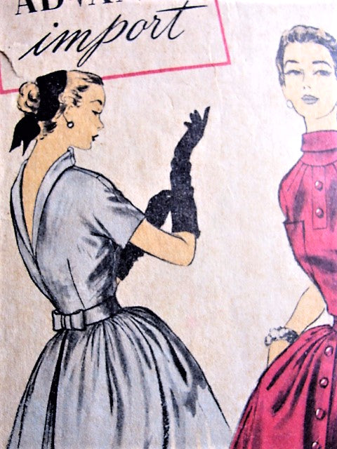 1950s DRAMATIC Couture Party Dress Pattern ADVANCE IMPORT 112 Madeleine de Rauch Designer Bust 32 Vintage Sewing Pattern