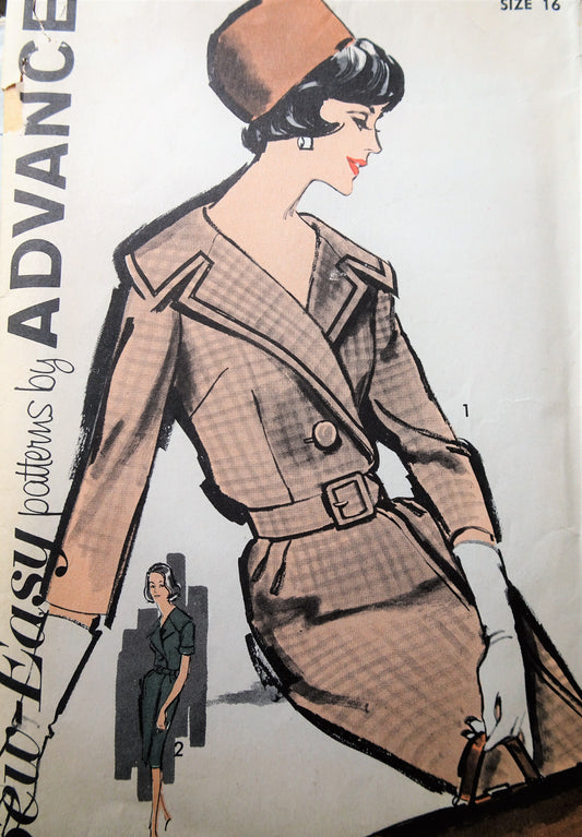 Early 1960s CLASSY Slim Dress Pattern ADVANCE 2728 Beautiful Step In Dress, Bust 36, Vintage Sewing Pattern FF