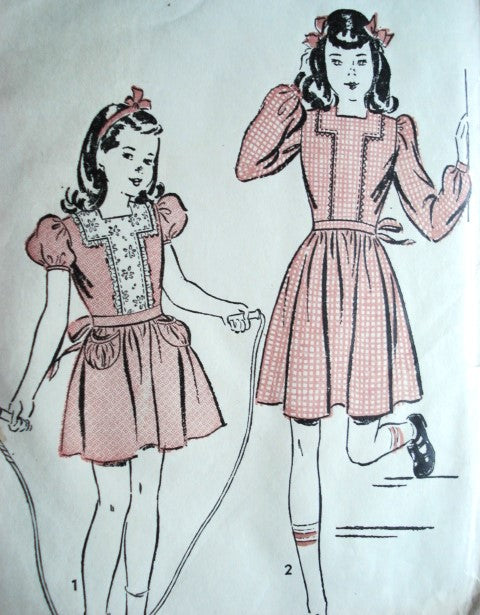 1940s PRETTY Girls Dress pattern ADVANCE 3115 Sweet Styles, Size 8 Vintage Sewing Pattern