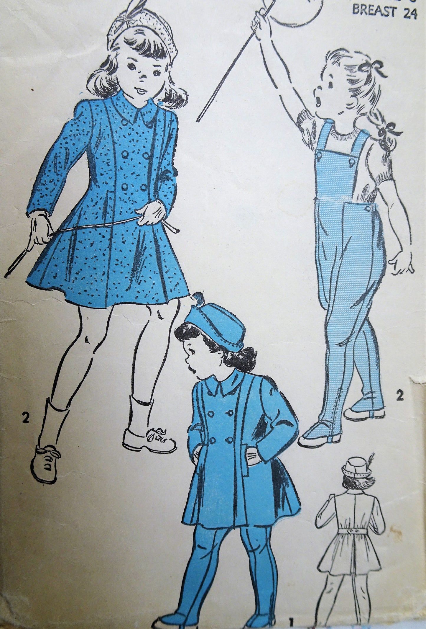 1940s CUTE Girls Coat,Hat and Leggings Pattern ADVANCE 4710 Sweet Styles Size 6 Childrens Vintage Sewing Pattern