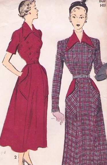 Late 1940s FABULOUS Dress Pattern ADVANCE 5306 Double Breasted Bodice, Large Shaped Pockets, Lovely Design Details, Bust 30 Vintage Sewing Pattern