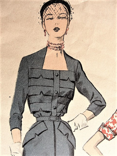 1950s LOVELY Dress Pattern ADVANCE 5773 Flattering Neckline and Bodice, Day or Party Dress Bust 34 Vintage Sewing Pattern