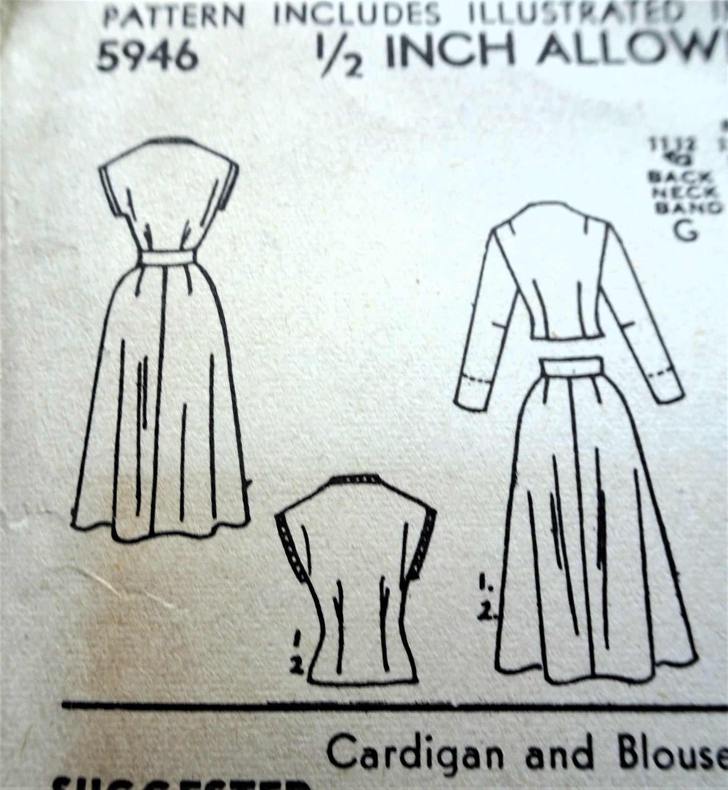 1950s CLASSY Blouse Cardigan Jacket and Skirt Pattern ADVANCE 5946 Bust 32 Vintage Fashion Sewing Pattern FF