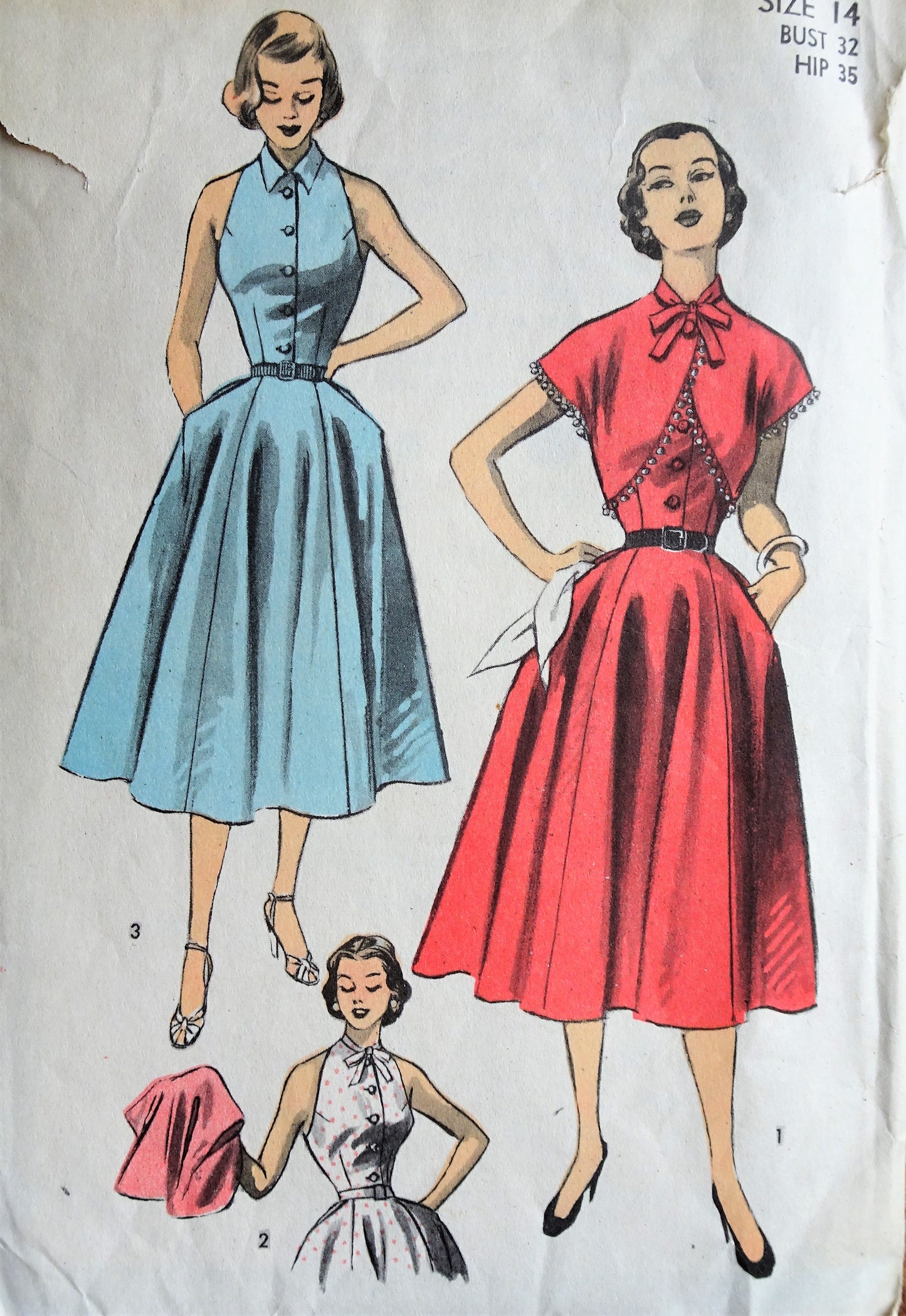 150s LOVELY Dress and Bolero Jacket Pattern ADVANCE 6117, Daytime or Party Dress, Bust 32 Vintage Sewing Pattern