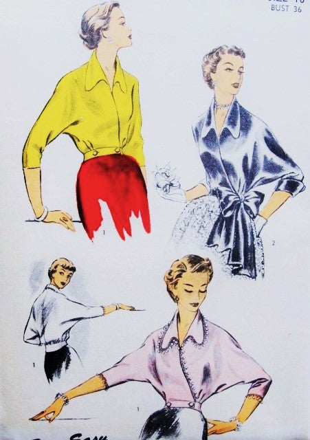 1950s BEAUTIFUL Day or Evening Blouse Pattern ADVANCE 6142 Three Stunning Designs, Bust 36, Sew Easy Vintage Sewing Pattern FACTORY FOLDED