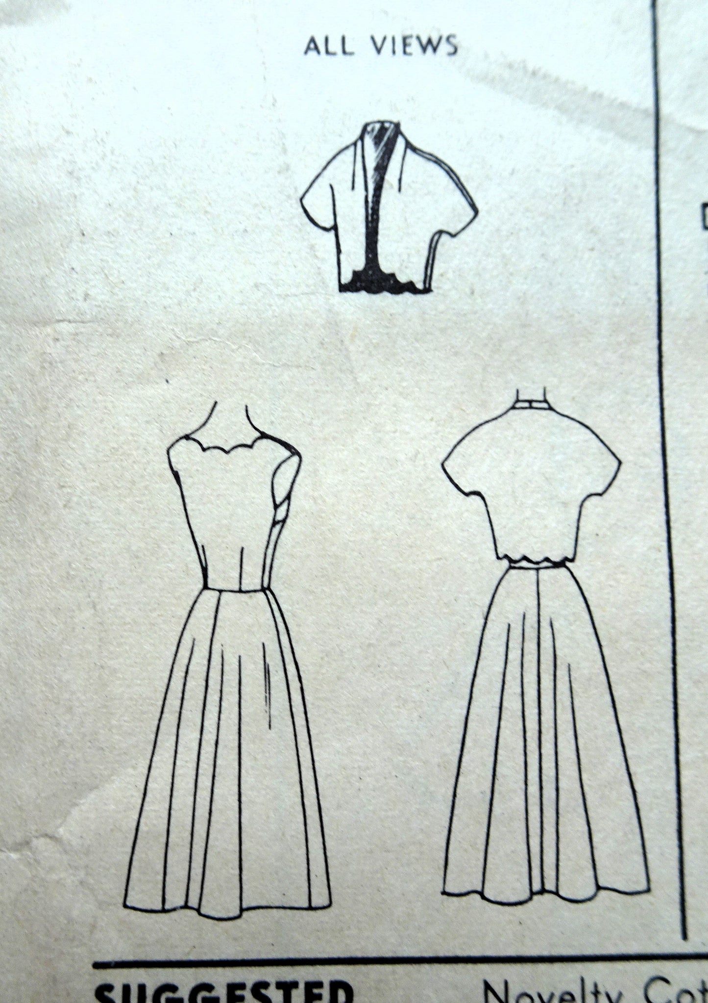 1950s PRETTY Dress and Bolero Pattern ADVANCE 6379 Scalloped Bodice Details, Bust 34 Vintage Sewing Pattern FACTORY FOLDED