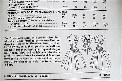 1950s BEAUTIFUL Draped Shoulder Princess Line Cocktail Party Evening Dress Pattern ADVANCE 6993 Two Lovely Styles Special Ocassion Dress Bust 30 Vintage Sewing Pattern FACTORY FOLDED