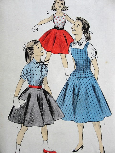 1950s Vintage CHARMING Girls Blouse, Jumper, and Overblouse Advance 7710 Chest 26 Sewing Pattern