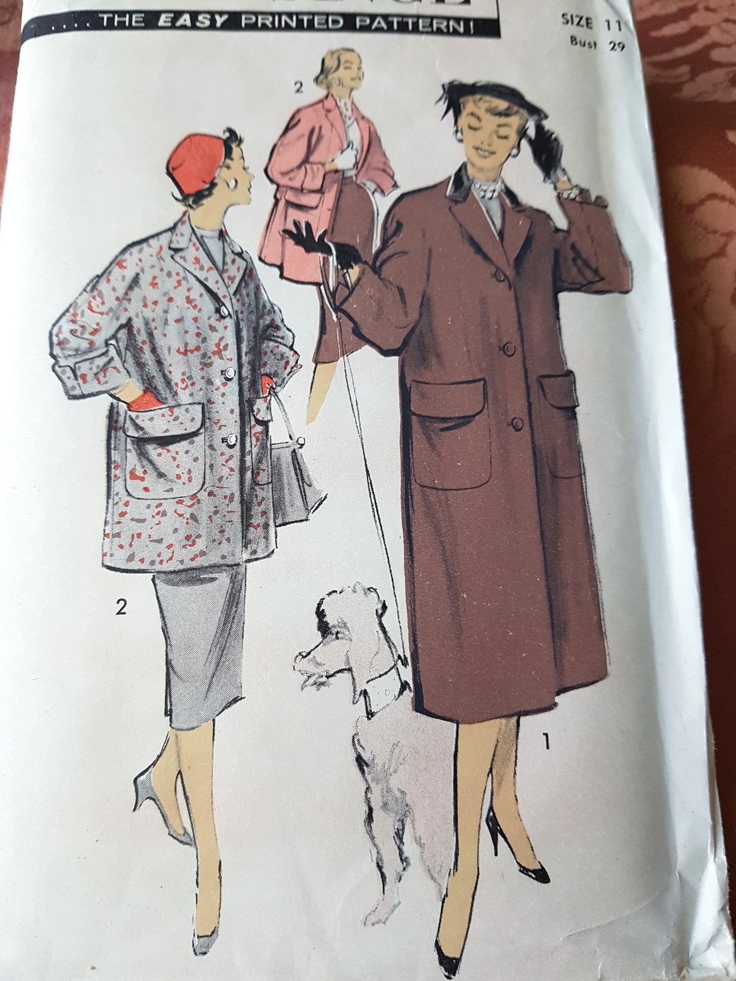 1950s Coat or Jacket and Slim Skirt Pattern ADVANCE 7764 Slim Tailored Chesterfield Coat, Bust 29 Vintage Sewing Pattern FF