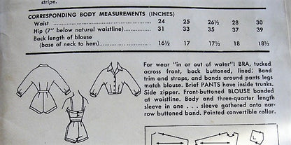 1950s BOMBSHELL Bathing Suit Swimsuit Pattern ADVANCE 8019 PinUp Style BeachWear Play Suit Swimming Suit, Shirt Bra Top High Waist Shorts Bust 30 Vintage Sewing Pattern FACTORY FOLDED
