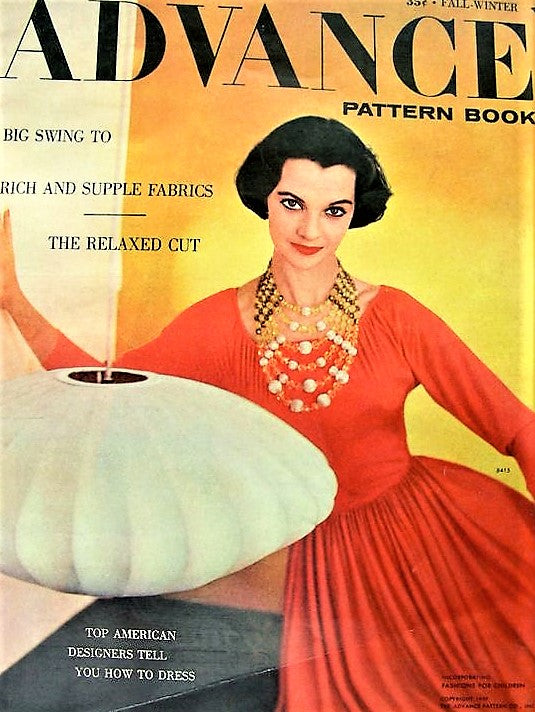 1950s ADVANCE American Designer 8415 Evening Dress Pattern ANNE FOGARTY Cocktail Party Dress Full Skirted Wide Scoop Neckline Easy To Sew Bust 30 Vintage Sewing Pattern FACTORY FOLDED