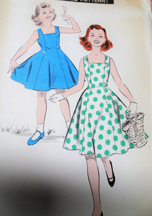 1950s Girls  Sun Dress Pattern ADVANCE 9040 Pretty Princess Shape Dress Childrens Size 10 Vintage Sewing Pattern FACTORY FOLDED