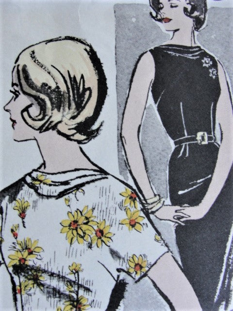1960s STYLISH Day or Evening Wiggle Dress With Cowl Advance 9823 Bust 36 Vintage Sewing Pattern