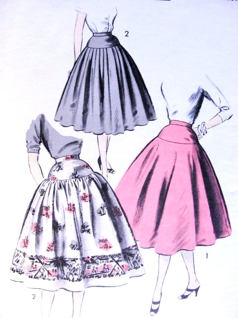 1950s Sew Easy Skirts Pattern Advance 7748  Circle Skirt Attached To Smooth Hip Yoke 3 Style Versions Waist 24 Vintage Sewing Pattern