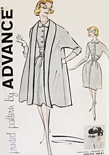 1960s RARE Edith Head All Seasons Dress and Coat Pattern Elegant Easy To Wear Design  Day or After 5 Advance 9494 Vintage Sewing Pattern Bust  34 or 36 FACTORY FOLDED