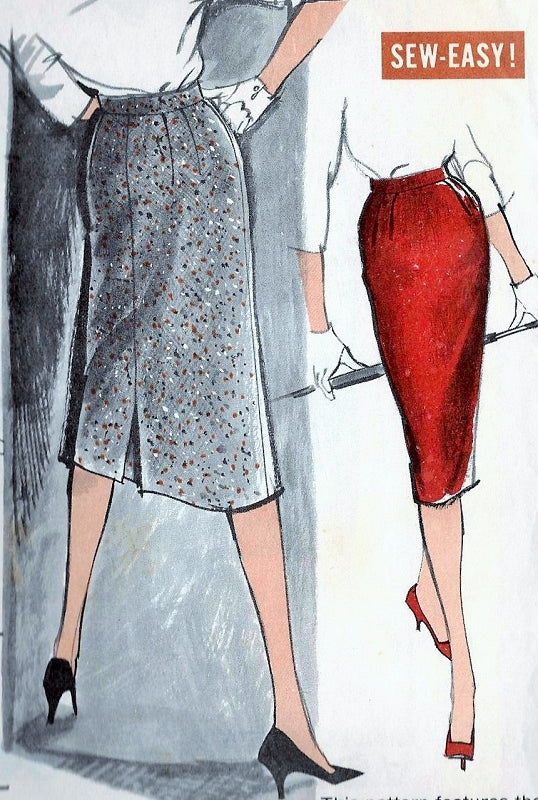 1960 Pencil Slim Skirt Pattern Sew Easy Advance 9498 Vintage Sewing Pattern Very Mad Men Style Waist 25 UNCUT FACTORY FOLDED