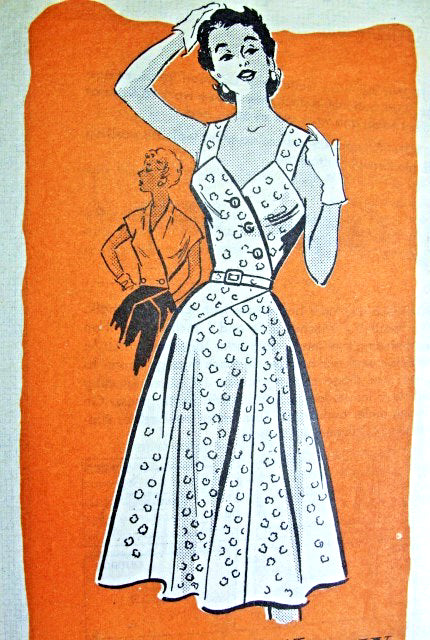 1950s Sizzling 1950s Sundress and Jacket Pattern American Weekly 3842 Lovely Design Cocktail Party Style Bust 32 Vintage Sewing Pattern