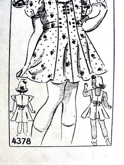 1930s ADORABLE Little Girls Dress and Panties Pattern ANNE ADAMS 4378 Two Sweet Styles Chest 26  Vintage Sewing Pattern