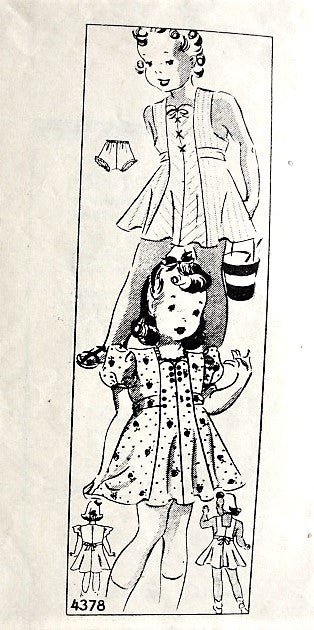 1930s ADORABLE Little Girls Dress and Panties Pattern ANNE ADAMS 4378 Two Sweet Styles Chest 26  Vintage Sewing Pattern
