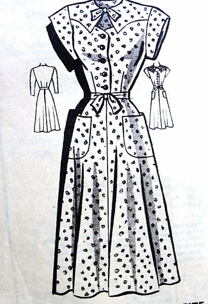1950s CUTE Keyhole Neckline Dress Pattern ANNE ADAMS 4523 Figure Flattering Design Bust 32 Vintage Sewing Pattern