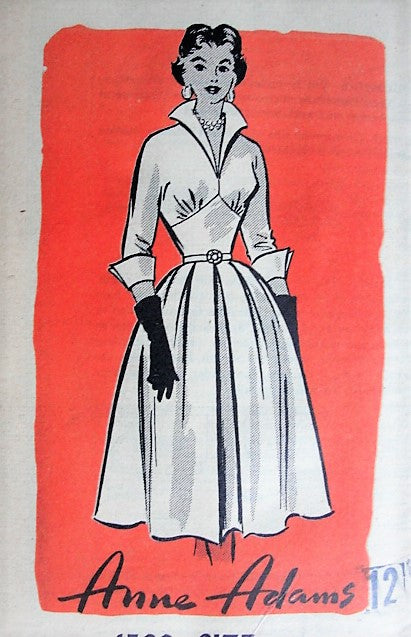 1950s GLAMOROUS Dress Anne Adams 4580  Bust 30 Vintage Sewing Pattern