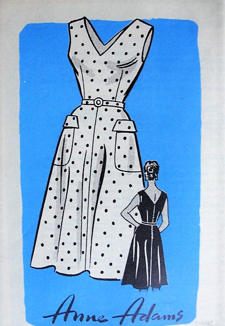 1950s TEMPTING V-Neck Dress with Pockets Anne Adams 4661 Bust 34 Vintage Sewing Pattern