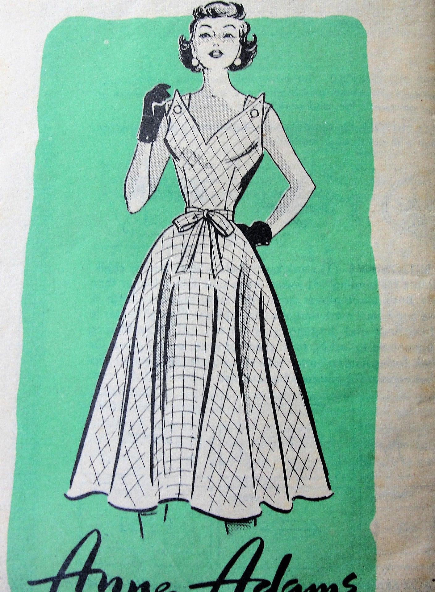 1950s UNIQUE Sun Dress Pattern ANNE ADAMS 4677 Eye Catching Button Shoulders Daytime or Party Dress Bust 29 Vintage Sewing Pattern