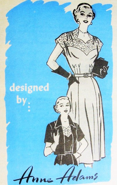 1950s LOVELY Dress Pattern ANNE ADAMS 4696 Beautiful Day or Evening Party, Bolero Jacket, Bust 34 Vintage Sewing Pattern