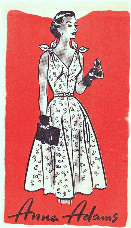 1950s BEAUTIFUL Marilyn Monroe Style Dress Pattern ANNE ADAMS 4704 V Neckline Tie Shoulders Full Skirt Bust 34 Vintage Sewing Pattern FACTORY FOLDED