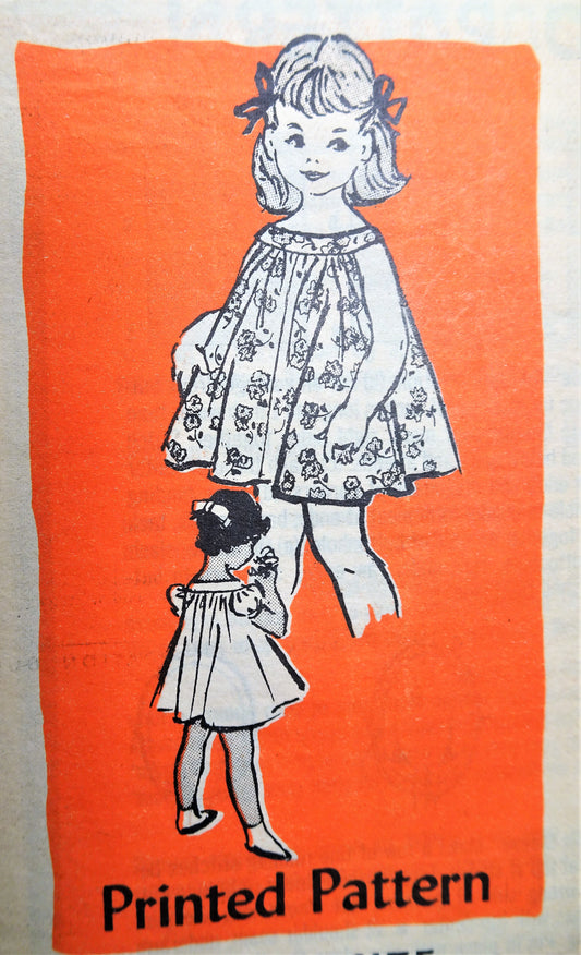 1960s PRETTY Little Girls Dress Pattern ANNE ADAMS 4822 Sweet Tent Dress Sleeveless or Puff Sleeves and Panties Size 4 Childrens Vintage Sewing Pattern