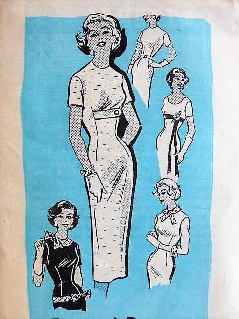 1950s ELEGANT Slim Dress Anne Adams 4876 Vintage Sewing Pattern Bust 36