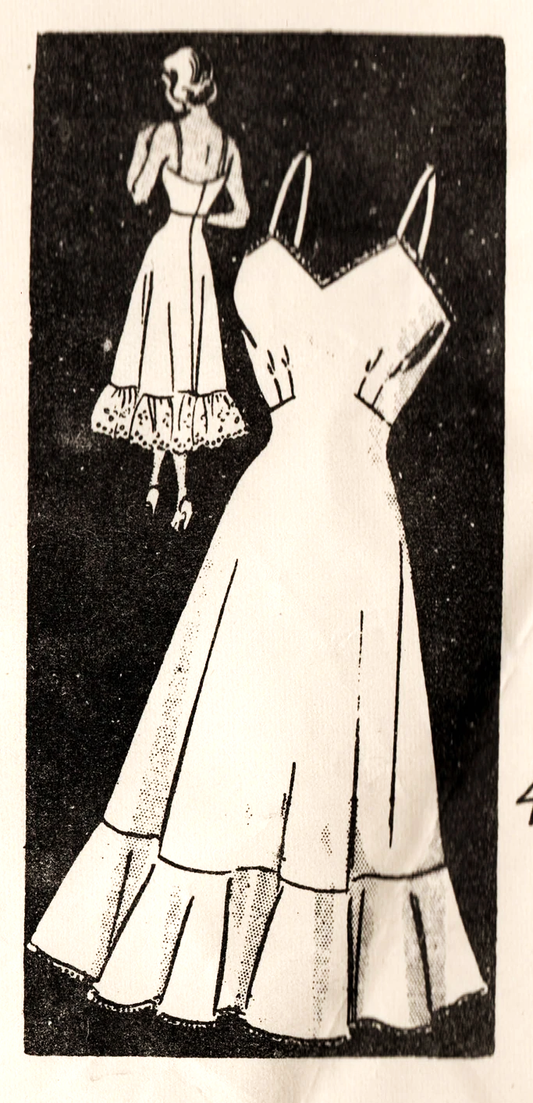 1940s PRETTY Slip Pattern ANNE ADAMS 4892 Full Slip With Ruffled Bottom, Bust 32 Vintage Sewing Pattern
