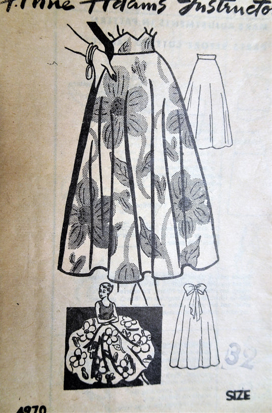 1950s BEAUTIFUL Full Circle Skirt Pattern ANNE ADAMS 4970 Two Versions Waist 32 Vintage Sewing Pattern FACTORY FOLDED