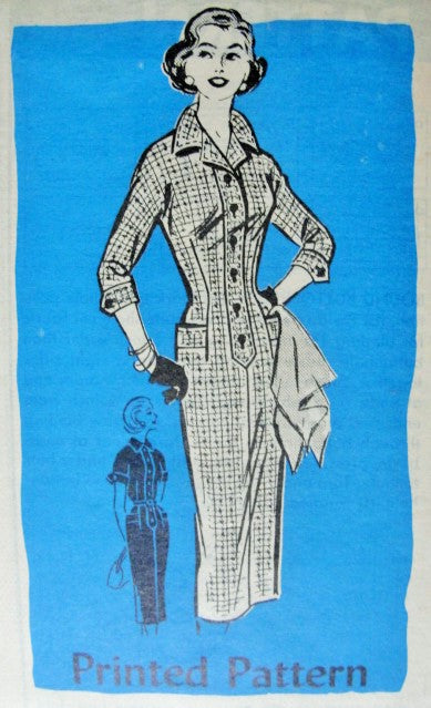 1950s FABULOUS Slim Tailored Dress Pattern ANNE ADAMS 4592 Wing Collar Wiggle Dress Bust 32 Vintage Sewing Pattern FACTORY FOLDED