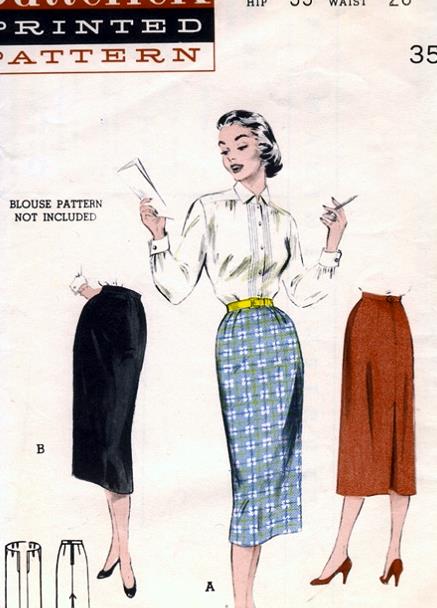 1950s Slim One Yard Skirt Pattern Figure Show Off Classic Office Style Quick N Easy  Butterick 6622 Vintage Sewing Pattern Waist 24