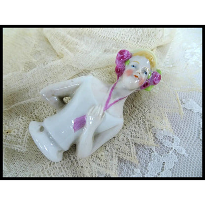 LOVELY Antique Half Doll,Pin Cushion Doll,German Made,Porcelain Half Doll,Art Deco Doll,Vanity Display,Collectible Vintage Pin Cushion Dolls