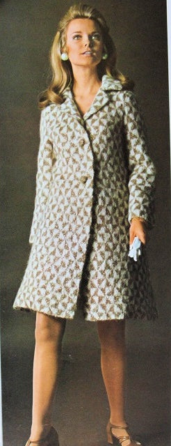 INSTANT PDF PATTERN 1960s Elegant Vintage Houndstooth Coat Knitting Crochet Pattern Fabulous Design
