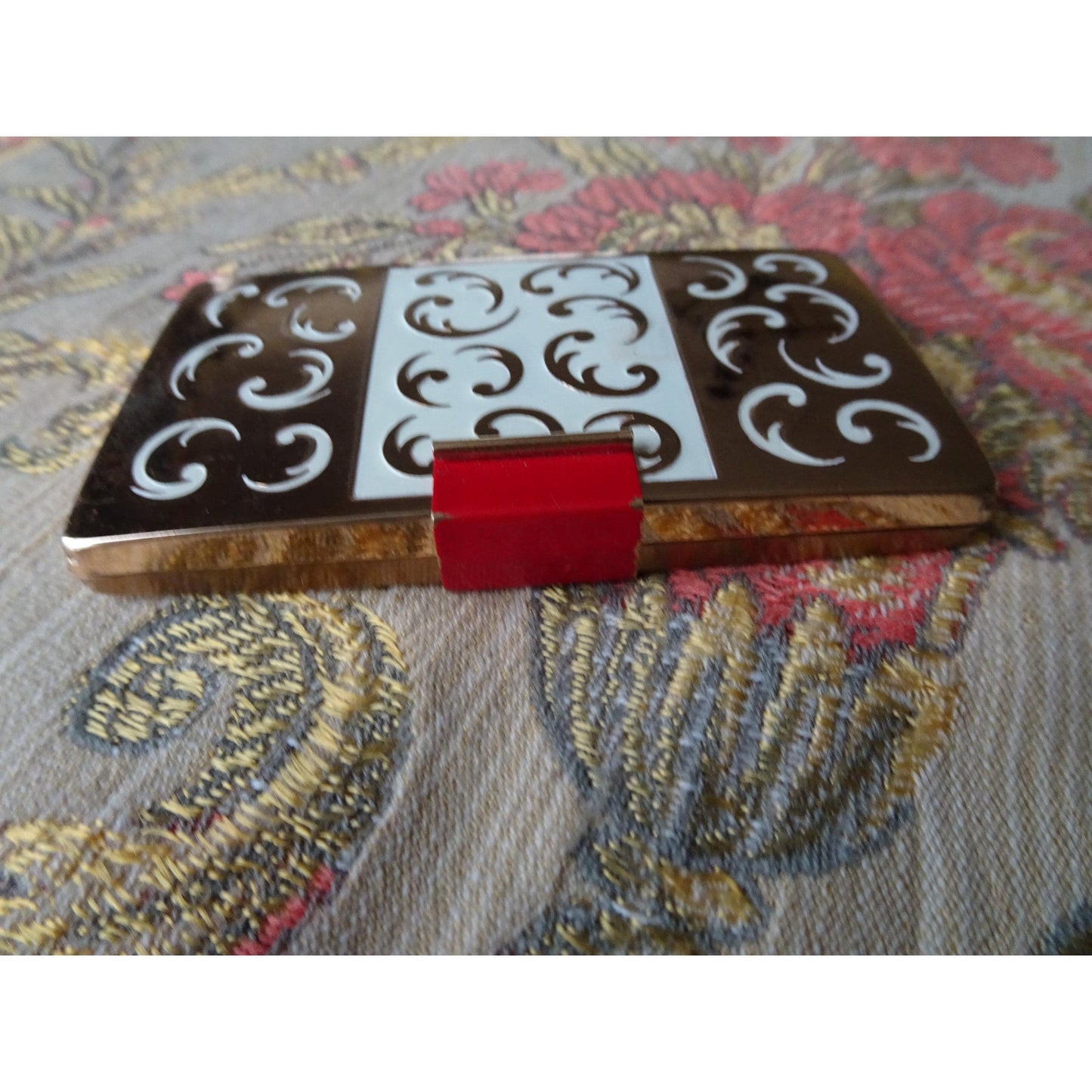 FABULOUS Vintage Compact, Yardley's Gold and White Enamel, Art Deco,Purse Powder Rouge Compact, Vanity Display, Collectible Vintage Compacts