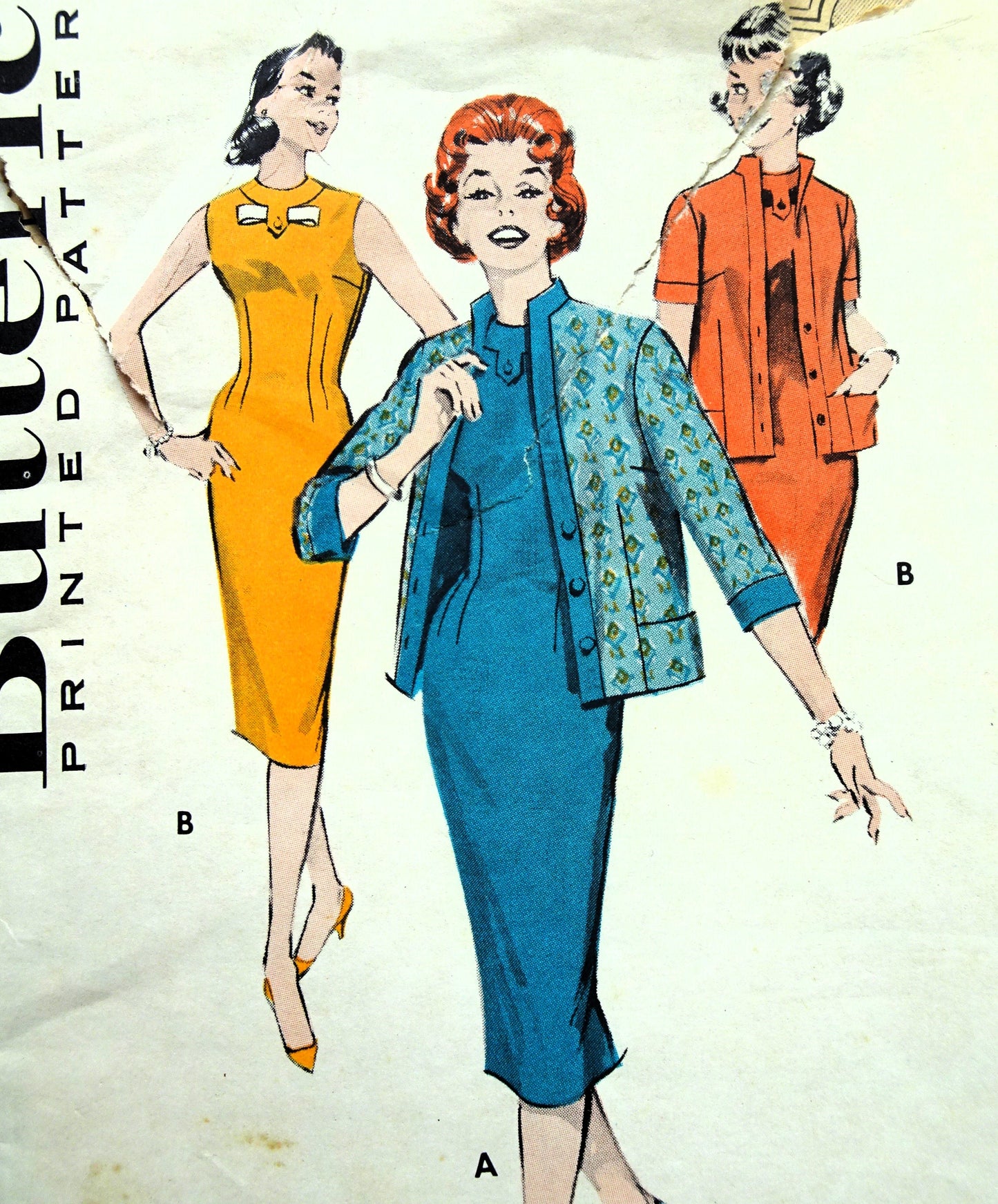 1950s FLATTERING Sheath Dress and Cardigan Jacket Pattern BUTTERICK 8637 Bust 36 Vintage Sewing Pattern