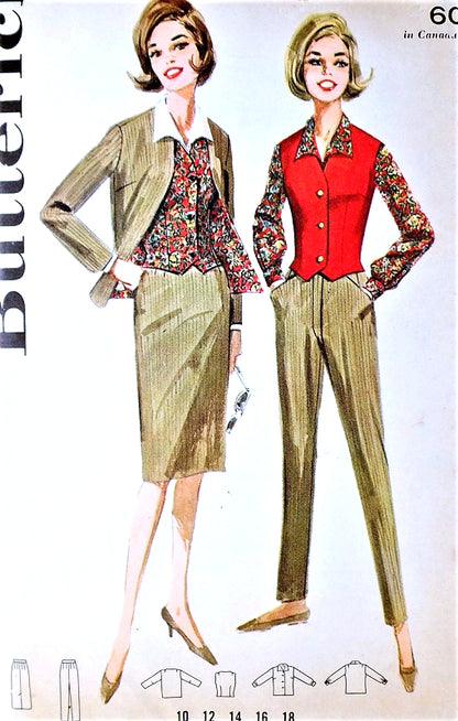 1960s CLASSIC Sportswear Separates Pattern BUTTERICK 2776 Skinny HighWaist Pants, slim Skirt, Vest and Boxy Jacket Bust 36 Vintage Sewing Pattern UNCUT