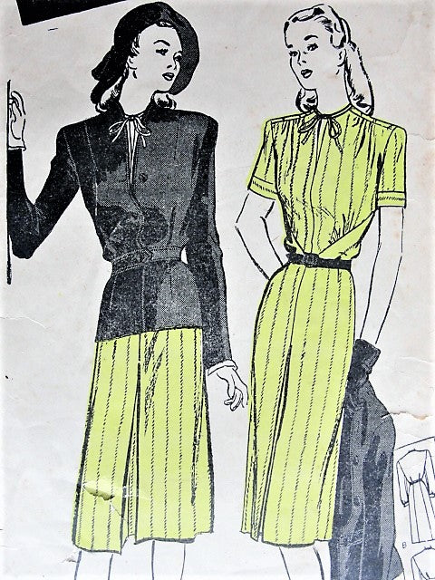 Vintage 1940s SMART Dress and Jacket Butterick 3369 Sewing Pattern Bust 38